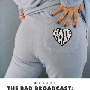 Bad Broadcast Merch Hate That Baby Blue Jogger Sweatpants Cozy NWT